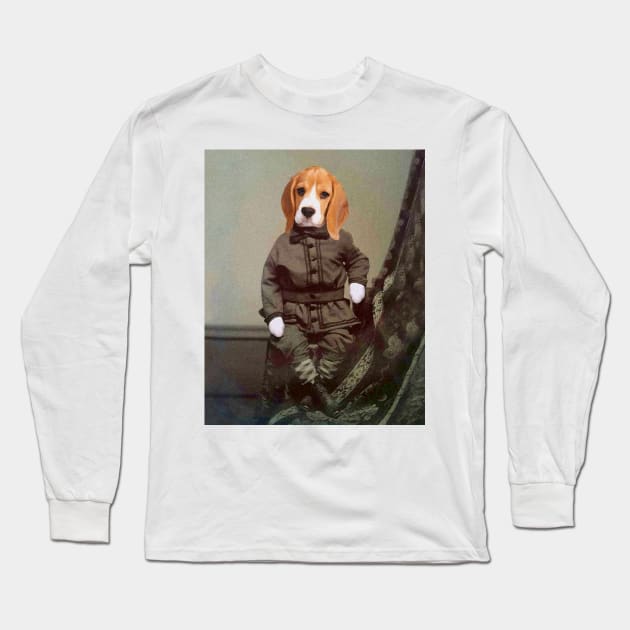 Sepia Copy of Boogie Woogie Beagle Boy Long Sleeve T-Shirt by Loveday101